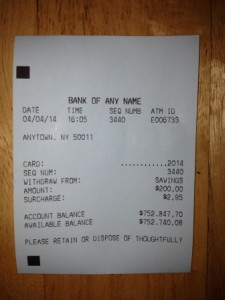 Fake ATM Terminal Receipts ATM Receipts with Huge Balances